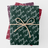Elegant Script Red Green Purple Merry Christmas Geschenkpapier Set (Beispiel)