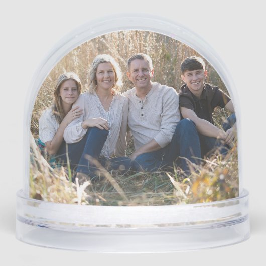 Elegant Script Red Photo Religious Schneekugeln (Vorderseite)