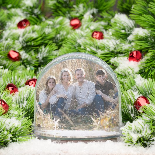 Elegant Script Red Photo Religious Schneekugeln (Weihnachten)