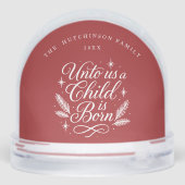 Elegant Script Red Photo Religious Schneekugeln (Rückseite)