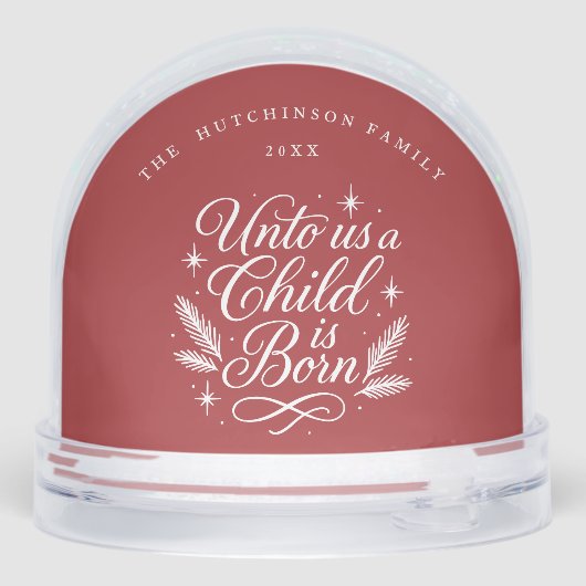 Elegant Script Red Photo Religious Schneekugeln (Rückseite)