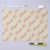 Elegant Script Red Sweet 16 Birthday Tan Seidenpapier (Handwerk)