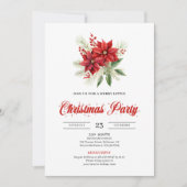 Elegant Script Red White Poinsettia Christmas  Einladung (Vorderseite)