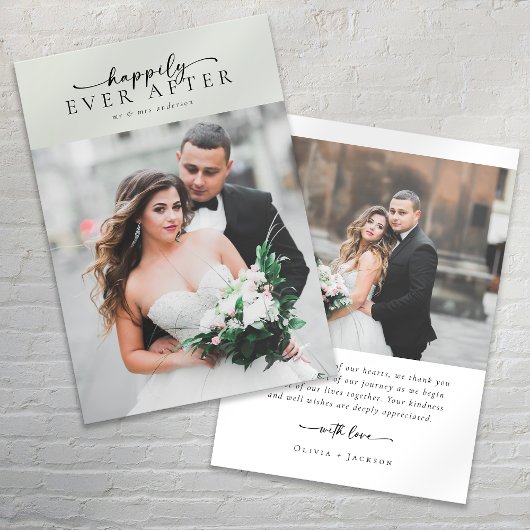 Elegant Script Romantic Photo Wedding Dankeskarte