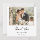Elegant Script Romantic Rustic Boho Wedding Photo Dankeskarte (Vorderseite)