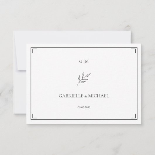 Elegant Script RSVP QR Code Black White Wedding Karte (Rückseite)