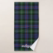 Elegant Script Rustic Tartan Custom Badehandtuch (Badehandtuch)