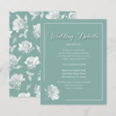 Elegant Script Sage Green Floral Wedding  Begleitkarte (Vorne/Hinten)