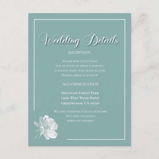 Elegant Script Sage Green Floral Wedding  Begleitkarte (Vorderseite)