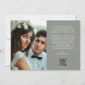 Elegant Script Sage Green | QR Code Just Married Einladung (Rückseite)