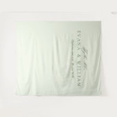 Elegant script Sage Green wedding backdrop Wandteppich (Vorderseite (Horizontal))