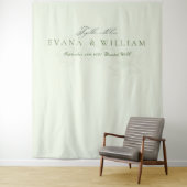 Elegant script Sage Green wedding backdrop Wandteppich (Beispiel)
