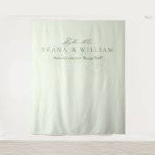 Elegant script Sage Green wedding backdrop Wandteppich (Vorderseite)