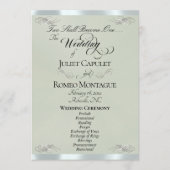 Elegant Script - Salbei Pearl/Silber Hochzeit Programm (Vorderseite)