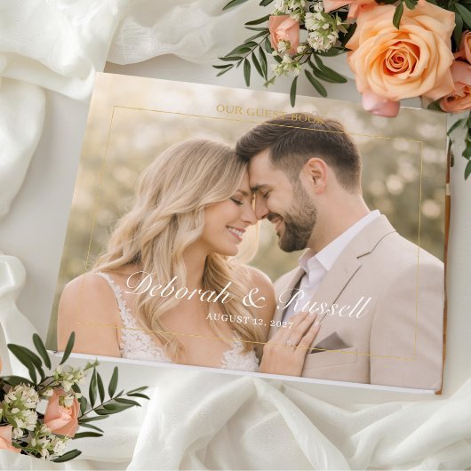 Elegant Script & Serif Personalized Photo Wedding Gästebuch