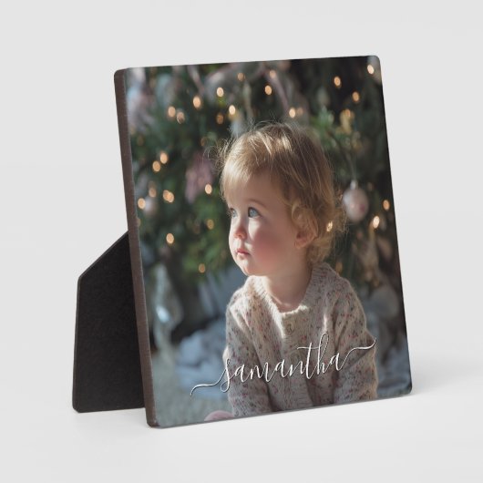 Elegant Script Signature Name Photo Fotoplatte (Vorderseite)