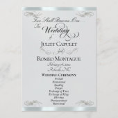 Elegant Script - Silbernes Perlen/Silberhochzeit Programm (Vorderseite)