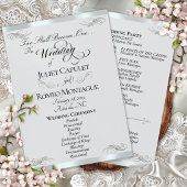 Elegant Script - Silbernes Perlen/Silberhochzeit Programm