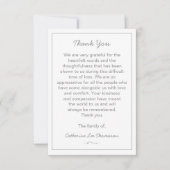 Elegant Script Simple Funeral Flat Thank You Card Dankeskarte (Vorderseite)