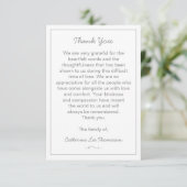 Elegant Script Simple Funeral Flat Thank You Card Dankeskarte (Stehend Vorderseite)