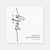 Elegant Script Sixty 60. Geburtstag Serviette (Vorderseite)