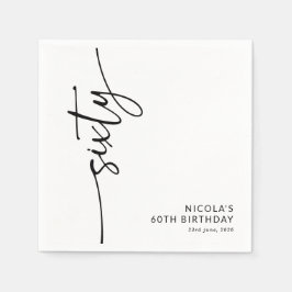 Elegant Script Sixty 60. Geburtstag Serviette