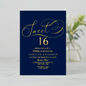 Elegant Script Sweet 16 Birthday Real Folieneinladung (Stehend vorne)