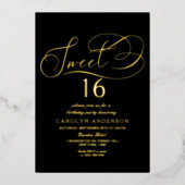 Elegant Script Sweet 16 Birthday Real Folieneinladung (Vorderseite)