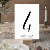 Elegant Script Table Number Sign with Couple Names Tischnummer