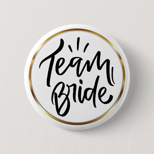 Elegant Script Team Bride Gold Rahmen Button (Vorderseite)