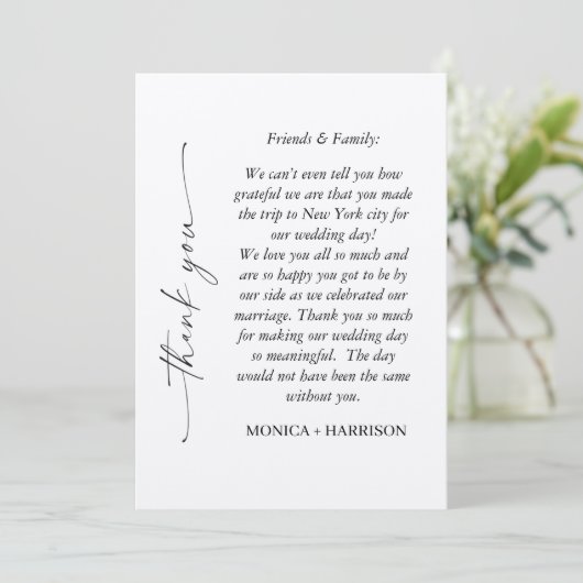 Elegant Script Thank You Card with Photo Dankeskarte (Stehend Vorderseite)