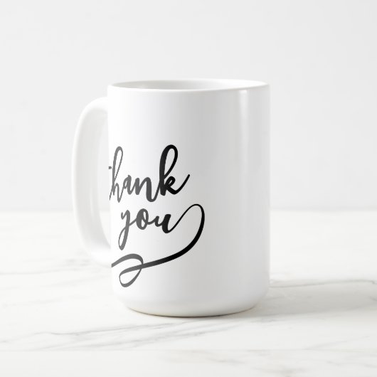 Elegant Script Thank You Gift Mug Kaffeetasse (Vorderseite Links)