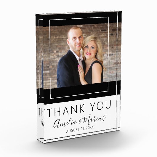 Elegant Script Thank you Wedding Favor Keepsake Fotoblock (Links)