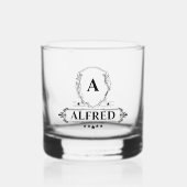 ELegant Script Trauzeuge Monogram Brautparty Whiskyglas (Vorderseite)