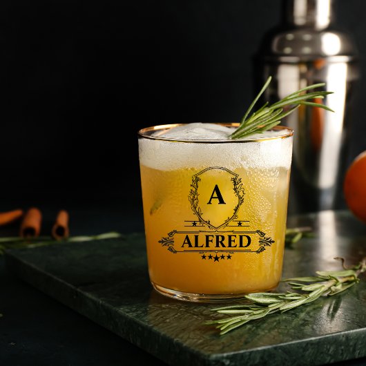 ELegant Script Trauzeuge Monogram Brautparty Whiskyglas