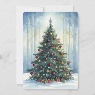 Elegant Script Tree Non Photo Watercolor Christmas Feiertagskarte