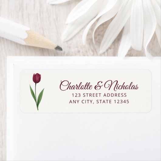 Elegant Script Tulip Ivory Wedding Return Address (Insitu)