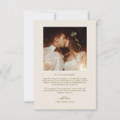 Elegant Script Typography Dots Wedding Photo Beige Dankeskarte (Rückseite)