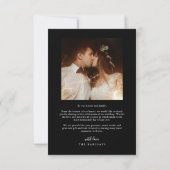Elegant Script Typography Dots Wedding Photo Black Dankeskarte (Rückseite)