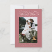 Elegant Script Typography Dots Wedding Pink Dankeskarte (Vorderseite)