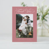 Elegant Script Typography Dots Wedding Pink Dankeskarte (Stehend Vorderseite)