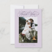 Elegant Script Typography Dots Wedding Purple Dankeskarte (Vorderseite)