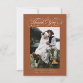 Elegant Script Typography Dots Wedding Terracotta Dankeskarte (Vorderseite)