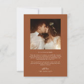 Elegant Script Typography Dots Wedding Terracotta Dankeskarte (Rückseite)