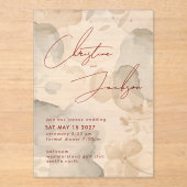 Elegant Script Typography Modern Cream Wedding Acryleinladungen (Vorderseite)