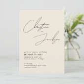 Elegant Script Typography Modern Cream Wedding Einladung (Stehend Vorderseite)
