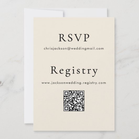 Elegant Script Typography Modern Cream Wedding Einladung (Rückseite)