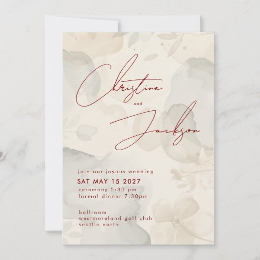 Elegant Script Typography Modern Cream Wedding Einladung (Vorderseite)