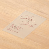 Elegant Script Typography Modern Maroon Wedding Acryleinladungen (Ablage )