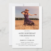Elegant Script Vierzig Bogen Foto 40. Geburtstag Einladung (Rückseite)